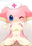 2022 anthro anthro_penetrated areola audino blush breasts clothing clovergame0 cowgirl_position duo female female_focus female_on_human female_on_top female_penetrated first_person_view from_front_position fur generation_5_pokemon genitals gradient_background hat headgear headwear hi_res human human_on_anthro human_penetrating human_penetrating_anthro interspecies japanese_text male male/female male_on_anthro male_on_bottom male_penetrating male_penetrating_female male_pov mammal nintendo nipples nurse_clothing nurse_hat nurse_headwear on_bottom on_top one_eye_closed penetrating_pov penetration pink_body pink_fur pokemon pokemon_(species) pokephilia pussy sex signature simple_background tan_body tan_fur text vaginal vaginal_penetration wink