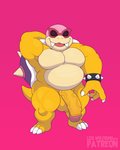 anthro balls biceps big_balls big_penis eyewear flaccid genitals male muscular muscular_anthro muscular_male nude pecs penis pose slightly_chubby smile smirk solo sunglasses vein veiny_penis wolfbuns mario_bros nintendo koopaling roy_koopa koopa scalie 4:5 absurd_res hi_res