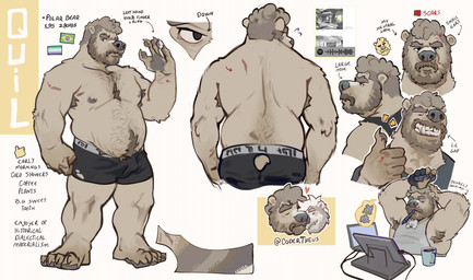 anthro armpit_hair beard belly body_hair boxer_briefs boxer_briefs_only brazilian brazilian_flag clothed clothing color_swatch drawing_tablet duo expressions facial_hair front_and_back hairy lgbt_pride male male/male musclegut muscular mustache nuzzling pride_colors raised_arms scar slightly_chubby slightly_chubby_anthro slightly_chubby_male smile solo teeth text tooth_gap topless underwear underwear_only vincian_pride_colors overcyan spotify quil_(overcyan) theus_(codertheus) bear mammal polar_bear ursine character_name hi_res model_sheet species_name