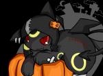 ambiguous_gender cute_fangs fangs feral food fruit holidays hood plant pumpkin simple_background solo teeth transparent_background shin_(artist) halloween nintendo pokemon eeveelution generation_2_pokemon pokemon_(species) umbreon 4:3 alpha_channel