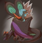 ambiguous_gender anthro bite blush bodily_fluids duo hug red_eyes sweat using_wings wing_hug wings yellow_eyes khaki_leaf nintendo pokemon bat canid canine generation_4_pokemon generation_6_pokemon mammal noivern pokemon_(species) riolu hi_res