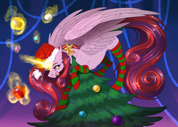 christmas_clothing christmas_headwear christmas_tree clothing female fluffy fur hair hat headgear headwear holidays horn legwear long_hair magic merry_christmas plant reward santa_hat solo stockings stripes tongue tongue_out tree wings sunny_way christmas hasbro my_little_pony mythology new_year bleeding_heart equid equine horse mammal mythological_creature mythological_equine pony winged_unicorn hi_res