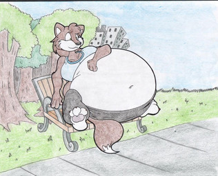 anthro belly bench big_belly big_breasts bottomwear breasts brown_body brown_fur brown_hair building clothing female fur grass hair huge_belly hyper hyper_belly hyper_pregnancy multicolored_body multicolored_fur navel pants plant pregnant pregnant_anthro pregnant_female sidewalk sitting solo sweatpants topwear tree two_tone_body two_tone_fur white_body white_fur virus-20 runey_(runeyco) canid canine fox mammal 2013 traditional_media_(artwork)