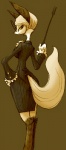 anthro big_butt blonde_hair breasts butt clothed clothing eyewear female fur glasses hair hand_on_hip kemono looking_back pose rear_view short_hair simple_background solo white_body white_fur wide_hips sho_shibamoto candy_whip canid canine fox mammal 2014