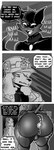 3_panel_comic anal anthro big_butt butt clothing dialogue duo femboy gem hat headgear headwear huge_butt jewelry male moonmoss64 object_between_cheeks object_in_ass onomatopoeia simple_background sound_effects speech_bubble text thought_bubble tight_clothing villainous black_clover_(masterj291) canid canine canis domestic_cat domestic_dog felid feline felis mammal 2025 absurd_res comic digital_media_(artwork) hi_res monochrome
