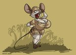 anthro armor big_breasts bottomwear breasts brown_body brown_fur buckteeth clothing female forest fur headgear helmet huge_breasts jungle open_mouth pith_helmet plant red_eyes safari_outfit solo tan_body tan_fur teeth thick_thighs topwear tree dutch_(artist) almond_(dutch) mammal mouse murid murine rodent siamese_mouse 2024 digital_media_(artwork)