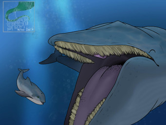 ambiguous_gender baleen blue_body blue_tail cetacean_tail dolphin_tail dorsal_fin duo eyes_closed feral fin green_eyes grey_body grey_fin grey_tail happy tail tongue vore splashyafterdark aquatic baleen_whale blue_whale cetacean dolphin mammal toothed_whale whale 2026 4:3 hi_res watermark