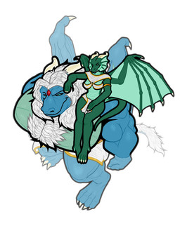 anthro duo female male muscular size_difference dahurgthedragon european_mythology mythology ergrodin dragon mythological_creature mythological_scalie scalie western_dragon absurd_res hi_res