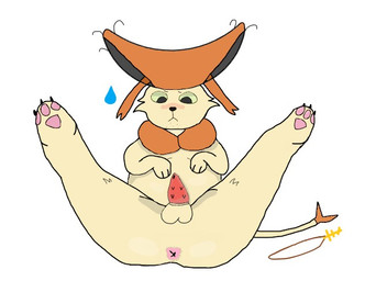 anus balls bodily_fluids claws cross feral from_front_position fur genitals light_body light_fur lying male nervous nervous_sweat on_back orange_body orange_fur pawpads paws pink_pawpads pose simple_background solo sweat tail galathebre nintendo pokemon apollo_(galathebre) delcatty felid feline generation_3_pokemon mammal pokemon_(species)