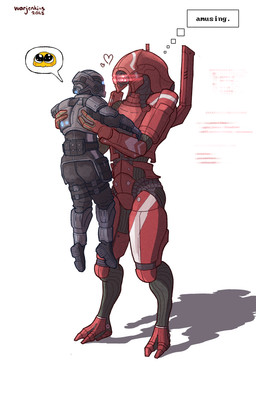 3_eyes armor clothed clothing duo emoji eye_contact female fully_clothed looking_at_another machine male male/female military multi_eye red_body simple_background size_difference soldier speech_bubble standing tactical_gear thick_thighs thought_bubble uppies warrior warjenkins bioware electronic_arts mass_effect mass_effect_3 geth geth_prime human humanoid mammal robot robot_humanoid 2025 absurd_res colored hi_res signature