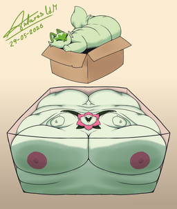 anthro big_breasts big_butt blob_body blobby box breasts butt cape clothing container fat_rolls female fluffy fluffy_tail fur green_body green_fur huge_breasts huge_butt hyper hyper_breasts inside love_handles morbidly_obese morbidly_obese_anthro morbidly_obese_female nipples obese obese_anthro obese_female overweight overweight_anthro overweight_female pink_nipples progression room_filling simple_background sleeping solo stuck tail tail_tuft tuft weight_gain antares_alexanyel nintendo pokemon generation_9_pokemon meowscarada pokemon_(species) absurd_res hi_res shaded soft_shading