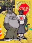 2024 anthro bagheera_(jungle_book) baloo bear biped black_body black_eyebrows black_fur black_nose clothed clothing disney duo ear_piercing eyebrows facial_piercing felid front_view full-length_portrait fully_clothed fur grey_body grey_fur half-closed_eyes hand_in_pocket leopard looking_at_viewer male mammal narrowed_eyes nose_piercing pantherine piercing pockets portrait radiohead red_hot_chili_peppers sloth_bear soulfull standing tail talespin the_jungle_book ursine