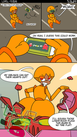 butt butt_expansion destruction expansion female gameplay_mechanics growth machine macro solo text nova_prowler cartoon_network ok_k.o.!_let's_be_heroes shannon_boxman humanoid robot robot_humanoid absurd_res comic english_text hi_res