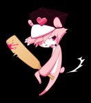 ambiguous_anthro ambiguous_gender anthro baseball_bat bat_(object) blood bodily_fluids chibi claws clothing dominant dominant_ambiguous fur hair hat headgear headwear heart_eyes heart_symbol kemono pink_body pink_eyes pink_fur pink_hair short_tail simple_background solo tail transparent_background nedoiko gloomy_the_naughty_grizzly berry_valentine gloomy_bear bear mammal alpha_channel digital_drawing_(artwork) digital_media_(artwork) male_(lore)