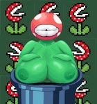 anthro big_breasts breasts elemental_creature elemental_humanoid female flora_fauna green_body humanoid mario_bros nintendo pipe piranha_plant plant plant_humanoid solo xxvvxx