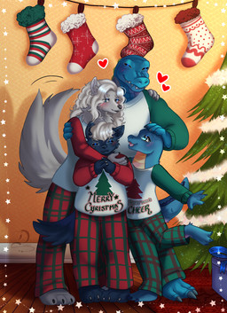 2_tails 4_fingers anthro arm_around_partner arms_bent bangs barefoot baseboard bent_leg black_lips black_nose blue_body blue_claws blue_eyes blue_fur blue_scales blue_scar blue_scutes blue_tail blush bottomwear chest_tuft christmas_clothing christmas_present christmas_stocking claws closed_smile clothed clothed_anthro clothed_female clothed_male clothing eyebrows eyelashes eyelashes_through_hair eyes_closed facial_scar family feet female fingers fluffy fluffy_tail fully_clothed fully_clothed_anthro fully_clothed_female fully_clothed_male fur garland gift green_bottomwear green_clothing green_pants grey_eyebrows grey_tail group hair hand_on_shoulder holidays inside interspecies larger_anthro larger_female larger_male light lips long_hair love male membrane_(anatomy) motion_lines mouth_closed multi_tail multicolored_body on_one_leg open_mouth open_smile orange_wall pants pink_tongue red_bottomwear red_clothing red_pants scales scar scutes shirt short_hair size_difference smaller_anthro smaller_female smaller_male smile smiling_at_another smiling_at_each_other standing star_(shape) straight_legs string tail tail_motion tailwag text text_on_clothing text_on_shirt text_on_topwear thick_bottom_lip tongue topwear translucent translucent_hair tuft two_tone_body wavy_hair webbed_hands white_claws white_clothing white_hair white_shirt white_topwear yellow_body yellow_scales draakots christmas azraelle_(tertia) nathile_tiduna puddles_tiduna scaylor_tiduna alligatorid azurlligator canid canine canis crocodilian hybrid mammal reptile scalie wolf 2025 absurd_res artist_name colored digital_drawing_(artwork) digital_media_(artwork) english_description english_text hi_res lighting shaded brother_(lore) brother_and_sister_(lore) daughter_(lore) father_(lore) father_and_child_(lore) father_and_daughter_(lore) father_and_son_(lore) mother_(lore) mother_and_child_(lore) mother_and_daughter_(lore) mother_and_son_(lore) parent_(lore) parent_and_child_(lore) parent_and_daughter_(lore) parent_and_son_(lore) sibling_(lore) sister_(lore) son_(lore)