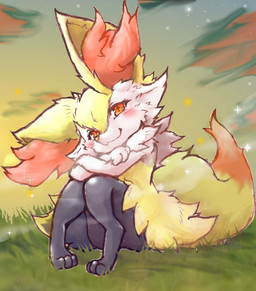 3_fingers 3_toes :3 ambiguous_anthro ambiguous_gender anthro arm_tuft big_tail biped black_body blush blush_lines cheek_tuft closed_smile cloud crossed_arms detailed_background digitigrade dipstick_tail eyelashes facial_tuft feet fingers fluffy fluffy_tail front_view fur grass head_tilt hip_tuft inner_ear_fluff knees_pulled_up looking_at_viewer markings mouth_closed multicolored_body multicolored_fur nude_ambiguous nude_anthro orange_body orange_eyes orange_fur orange_inner_ear_fluff orange_nose orange_tail_tip outside plant pointy_ears prick_ears shoulder_tuft sitting smile snout solo sparkles sunset tail tail_markings toes tuft two_tone_tail white_body white_fur yellow_body yellow_fur yellow_tail phantmail8 nintendo pokemon braixen canid generation_6_pokemon mammal pokemon_(species) 2024 colored digital_drawing_(artwork) digital_media_(artwork) full-length_portrait hi_res portrait shaded