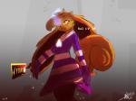 4_fingers anthro blush brown_body brown_eyes brown_fur clothing fingers fur knife solo raljoy undertale undertale_(series) ral tojol 2018 4:3 digital_drawing_(artwork) digital_media_(artwork) hi_res