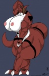 anthro anthrofied biceps big_breasts big_butt breasts butt digimorph featureless_crotch female huge_breasts huge_butt hyper hyper_breasts muscular muscular_anthro muscular_female nipples non-mammal_breasts non-mammal_nipples overly_muscular small_head solo tail thick_thighs wide_hips unknown_artist bandai_namco digimon digimon_(species) guilmon scalie hi_res