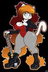 anthro big_breasts boots breasts butt clothing collar female fishnet_clothing footwear fur green_eyes guitar hair high_heeled_boots high_heels jacket looking_at_viewer monotone_body musical_instrument open_mouth pink_nose plucked_string_instrument red_hair shoes smile smirk solo string_instrument tail topwear white_body white_fur wide_hips xmetalhusky harley_hammer_(xmetalhusky) domestic_cat felid feline felis mammal 2022 2:3 absurd_res hi_res