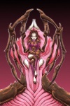 breasts clothed clothing female flesh flesh_structure flesh_wall front_view looking_at_viewer sitting solo thezidane blizzard_entertainment starcraft infested_kerrigan sarah_kerrigan alien flesh_creature human humanoid hybrid mammal terran zerg restricted_palette