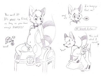 anal anal_penetration animal_genitalia ball_tuft balls bell blush claws collar detached_sheath dialogue duo erection faceless_character faceless_male feet fluffy fluffy_tail genitals heart_symbol humanoid_genitalia humanoid_penis humor innuendo male male/male male_penetrated male_penetrating male_penetrating_male misunderstanding nude penetration penile penis sex sheath simple_background solo_focus suggestive tail text treasure_chest tuft white_background white_balls white_sheath halbean twerp_(halbean) citra mammal english_text graphite_(artwork) traditional_media_(artwork)