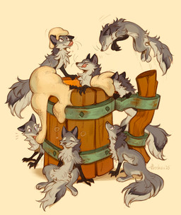 alcohol beer beverage claws countershade_torso countershading eyes_closed feet female feral front_view fur grey_body grey_fur grey_tail purple_eyes quadruped side_view simple_background sitting smile solo standing tail toe_claws toes tongue tongue_out hioshiru hioshiru_(character) enfield 2025 digital_media_(artwork) hi_res