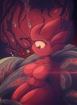 1_eye anthro breasts extreme_size_difference featureless_breasts female group hair inside_stomach internal lens_flare nude oral_vore red_body red_hair size_difference solo_focus vore mukaxslivka brimstone_elemental_(terraria_mod) hi_res