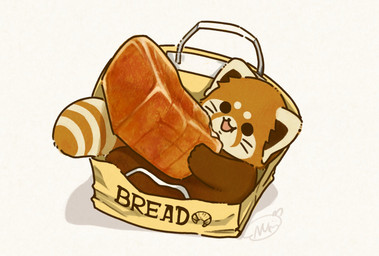 ambiguous_gender biped black_eyes black_nose bread brown_body chibi dot_eyes feral food kemono simple_eyes sitting solo shi_nominmin ailurid mammal red_panda 2023 hi_res