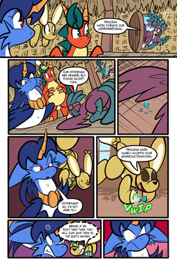 2_horns 7_panel_comic ambiguous_gender angry balloon balloon_with_face beak black_eyes black_nose black_text blue_body blue_fur blue_hair blue_wings brown_body cheek_tuft clenched_teeth closed_smile cross-popping_vein day dialogue door dot_eyes eyebrows eyelashes eyes_closed facial_tuft feathered_wings feathers feet feral floating fur gem green_body green_eyes green_text green_wings group hair half-closed_eyes horn inflatable inside jewelry looking_at_another motion_lines mouth_closed narrowed_eyes open_door open_mouth orange_body page_number pendant pink_eyes red_eyes scales simple_eyes sky smile sound_effects speech_bubble tail talking_to_another talons teeth text toes toony tuft whispering white_sclera wings virmir mythology renbrand roko_kirihoko saida avian canid canine couatl dragon feathered_scalie feathered_snake fox mammal mythological_creature mythological_scalie reptile scalie snake 2025 2:3 absurd_res comic english_text hi_res signature