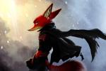 anthro battlefield cape clothed clothing gloves green_eyes handwear looking_at_viewer male parody scar side_view smoke solo thewyvernsweaver disney zootopia nick_wilde canid canine fox mammal red_fox true_fox 2016 absurd_res digital_media_(artwork) hi_res