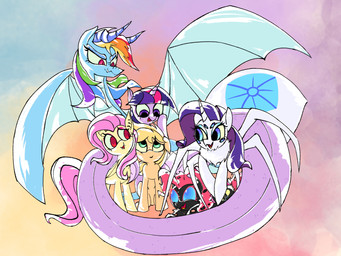 alternate_species apode fangs feral group legless multi_eye scales serpentine split_form teeth jeidz friendship_is_magic hasbro my_little_pony mythology applejack_(mlp) fluttershy_(mlp) pinkie_pie_(mlp) rainbow_dash_(mlp) rarity_(mlp) twilight_sparkle_(mlp) bat_pony changeling draconcopode dragon earth_pony equid equine horse hybrid lamia mammal mythological_creature mythological_scalie pony reptile scalie snake 4:3 hi_res