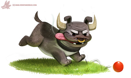 ambiguous_gender ball beady_eyes black_eyes facial_piercing feral fur grass grey_body grey_fur horn humor nose_piercing nose_ring open_mouth piercing plant pun ring_piercing simple_background solo text tongue tongue_out visual_pun white_background white_body white_fur piper_thibodeau bovid bovine canid canine canis cattle domestic_dog hybrid mammal digital_media_(artwork) digital_painting_(artwork) painting_(artwork) url