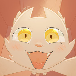 3_toes ambiguous_gender big_eyes blush fangs feet hug inside light open_mouth perspective smile solo sunlight sunset teeth toes tongue white_body yellow_eyes blb_233 domestic_cat felid feline felis mammal 1:1 hi_res