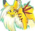 ambiguous_gender black_nose blonde_hair brown_eyes eyebrows feral feral_with_hair fur green_outline hair inner_ear_fluff long_hair outline red_scar scar shoulder_scar simple_background snout solo tuft white_background yellow_body yellow_fur yellow_inner_ear_fluff blondefoxy canid canine mammal 2007 bust_portrait colored_pencil_(artwork) marker_(artwork) pen_(artwork) portrait shaded traditional_media_(artwork)