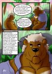 anthro bear blood bodily_fluids bongo_(dad) brown_body brown_fur clothed clothing comic dialogue duo father_(lore) father_and_child_(lore) father_and_son_(lore) fur hair hi_res kyllo_(son) male mammal muscular muscular_anthro muscular_male nipples open_clothing open_shirt open_topwear outside parent_(lore) parent_and_child_(lore) parent_and_son_(lore) shirt son_(lore) spanish_text tears text topwear torn_clothing translated yasser