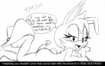 anthro bedroom_eyes breasts carrot clothing female food half-closed_eyes hat headgear headwear heart_symbol looking_at_viewer narrowed_eyes nude plant seductive solo text vegetable cybert archie_comics sega sonic_the_hedgehog_(archie) sonic_the_hedgehog_(comics) sonic_the_hedgehog_(series) bunnie_rabbot lagomorph leporid mammal rabbit 2014 english_text