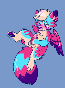 animal_genitalia animal_penis anthro anus canine_genitalia canine_penis chibi genitals knot male masturbation pawpads penis purple_nose purple_pawpads raised_leg solo sparklefur wings playpuppie canid canine fox mammal hi_res