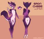 anthro femboy flaccid fluffy foreskin fur genitals hair humanoid_genitalia humanoid_penis male nude penis purple_body purple_fur purple_hair purple_penis simple_background solo dash_ravo eron_chase canid canine fennec_fox fox mammal true_fox absurd_res hi_res model_sheet