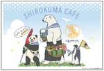 anthro apron basket biped black_body black_nose blush bread clothing container dot_eyes flower food group picnic_basket plant text white_body unknown_artist shirokuma_cafe panda-kun shirokuma avian bear bird giant_panda mammal penguin polar_bear ursine 2022 english_text official_art