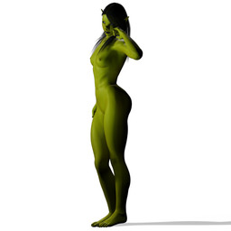 black_hair breasts female green_body green_skin hair navel nipples not_furry nude nude_female nude_humanoid pig_nose simple_background solo white_background greenstreet hethra humanoid orc 1:1 3d_(artwork) digital_media_(artwork) hi_res