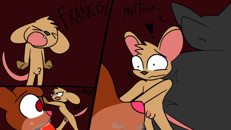 anal asking asking_another asking_to_stop command dialogue forced group jealous male male/male micro name_drop name_in_dialogue oral talking_to_another text trio conditional_dnp theyiff canid canine fox lagomorph leporid mammal mouse murid murine rabbit rodent 16:9 english_text hi_res widescreen