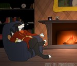 alcohol anthro beverage clothed clothing fireplace male membrane_(anatomy) membranous_wings relaxing robe sitting solo tail wings winterphoenix puppeon mythology demon dragon hybrid mythological_creature mythological_scalie scalie absurd_res hi_res