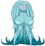 big_breasts blue_body blue_nipples blue_skin blush breasts female genitals huge_breasts nipples not_furry pink_eyes pseudo_hair pussy solo tentacle_hair tentacles reiduran aria_(reiduran) alien hi_res