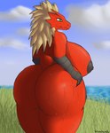 anthro big_breasts big_butt bodily_fluids breasts butt female grass green_eyes huge_breasts huge_butt nipples non-mammal_nipples outside plant sky solo sweat sweaty_breasts sweaty_butt sweaty_legs sweaty_thighs thick_thighs water avoid_posting conditional_dnp cracky45 nintendo pokemon blaziken generation_3_pokemon pokemon_(species) absurd_res hi_res