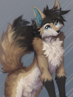 animal_genitalia anthro arm_tuft balls biped black_body black_eyebrows black_fur black_hair black_markings black_nose black_tail_tip blue_eyes blue_inner_ear blue_inner_ear_fluff blue_pupils blue_tuft brown_body brown_fur brown_tail casual_nudity cheek_tuft chest_tuft closed_smile countershade_face countershade_fur countershade_legs countershade_neck countershade_tail countershade_torso countershading dipstick_tail elbow_tuft eyebrows facial_tuft fluffy fluffy_chest fluffy_tail freckled_face freckles front_view fully_sheathed fur fur_markings genitals gloves_(marking) grey_background hair inner_ear_fluff leg_markings long_tail looking_at_viewer male male_anthro markings monotone_hair mouth_closed multicolored_body multicolored_fur multicolored_tail nude nude_anthro nude_male pose pupils raised_tail sheath short_hair simple_background slim slim_anthro slim_male smile smiling_at_viewer solo standing tail tail_markings tan_body tan_ears tan_freckles tan_fur tan_markings tan_tail tan_tuft tasteful_nudity three-quarter_view tuft white_balls white_body white_countershading white_fur white_sclera white_sheath white_tuft yshanii fletchel canid canine fox mammal 2025 digital_drawing_(artwork) digital_media_(artwork) hi_res pinup portrait three-quarter_portrait