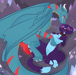 2_horns animal_genitalia animal_penis anthro anus areola begging begging_pose biped black_body blue_body blue_countershading breasts cave cheek_tuft claws collar collar_only countershade_torso countershading crystal digitigrade dipstick_tail duo erection eye_contact facial_tuft feet female feral fingerless_(marking) genitals grey_body horn hypnosis imminent_sex inside interspecies knot larger_feral larger_male looking_at_another male male/female markings medium_breasts membrane_(anatomy) membranous_wings mind_control nipples nude open_mouth penis pose quadruped red_eyes red_markings ringed_eyes size_difference smaller_anthro smaller_female tail tail_markings tan_body tan_countershading toeless_(marking) tongue tongue_out tuft vulva white_markings wings fuf european_mythology mythology dragoviir domestic_cat dragon felid feline felis mammal mythological_creature mythological_scalie scalie western_dragon 2019 hi_res