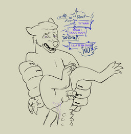 animal_genitalia balls bodily_fluids dialogue disembodied_hand disembodied_penis duo erection explicitly_stated_nonconsent feral forced fur genitals hair humanoid_genitalia humanoid_penis hypnosis male male_penetrated mind_control nude open_mouth penetration penile penis penis_against_anus rape sex simple_background solo_focus puppyratcat canid canine herpestid hybrid mammal meerkat xangen hi_res