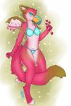 anthro beak bikini blue_eyes bra brown_background brown_body brown_feathers brown_fur candy candy_cane clothed clothing dessert feathered_wings feathers female food fur looking_at_viewer navel pink_body pink_feathers pink_fur raised_leg simple_background skimpy smile solo spots swimwear tail text two-piece_swimsuit underwear white_body white_feathers white_fur wings yellow_sclera drenmar mythology pip_(drenmar) avian bird felid gryphon hybrid mammal mythological_avian mythological_creature toucan 2013 english_text