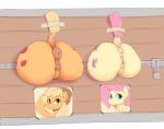 2016 anatomically_correct anatomically_correct_anus anatomically_correct_genitalia anatomically_correct_pussy animal_genitalia animal_pussy anus applejack_(mlp) bdsm big_anus blonde_hair blue_eyes bondage bound butt clitoral_winking clitoris clothing cutie_mark dock_(anatomy) duo earth_pony equid equine equine_anus equine_genitalia equine_pussy feathered_wings feathers female feral fluttershy_(mlp) freckles friendship_is_magic fur genitals green_eyes hair hasbro hat headgear headwear hi_res horse mammal my_little_pony pink_hair pony public_use puffy_anus pussy quadruped raised_tail restraints stocks sundown_(artist) tail through_wall wings